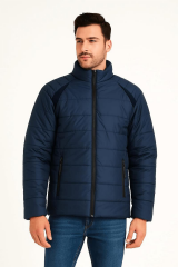 Uzun Kollu Yandan Cepli Dik Yakalı Fermuarlı Erkek Şişme Mont 94023