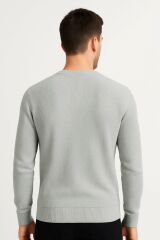 Erkek Triko Kazak Uzun Kollu Bisiklet Yaka – Desenli Viskon & Akrilik Rahat ve Şık Kazak GRİ