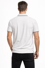 Polo Yakalı Yarım Fermuarlı Erkek Tişört – Petek Dokulu Kısa Kollu Modern Kesim Yazlık Rahat Şık Erkek Tshirt 23-10460 BEYAZ