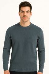 Erkek Triko Kazak Uzun Kollu Bisiklet Yaka – Desenli Viskon & Akrilik Rahat ve Şık Kazak YEŞİL