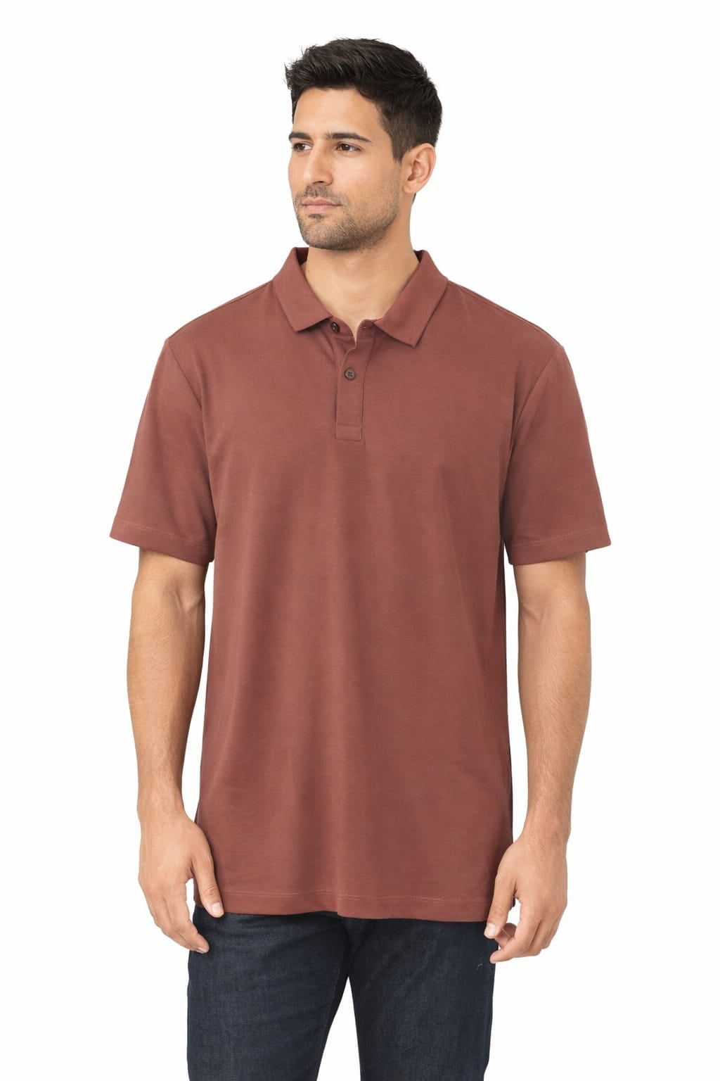 Polo Yaka Düğmeli Kısa Kollu Viskon Karışımlı Erkek Tişört 95330 BORDO