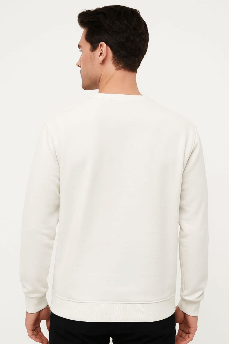 Uzun Kollu Hafif Kumaşlı Bisiklet Yaka Sweatshirt Regular Fit Kesim 757 BEYAZ