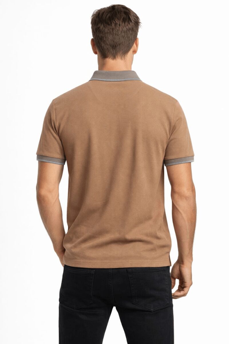 Polo Yakalı Yarım Fermuarlı Erkek Tişört – Petek Dokulu Kısa Kollu Modern Kesim Yazlık Rahat Şık Erkek Tshirt 23-10460 KAHVERENGİ