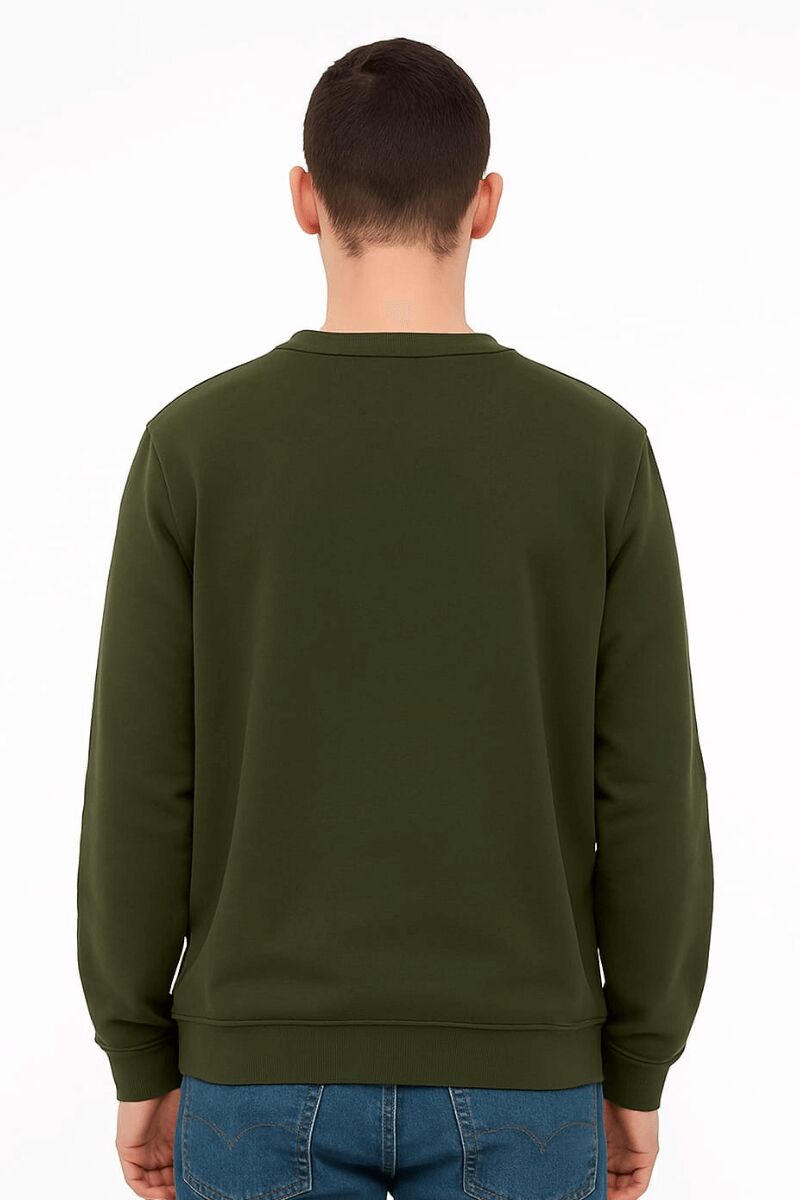 Uzun Kollu Hafif Kumaşlı Bisiklet Yaka Sweatshirt Regular Fit Kesim 757 HAKİ