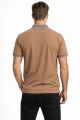 Polo Yakalı Yarım Fermuarlı  Petek Dokulu Kısa Kollu Modern Kesim  Erkek Tişört 23-10460 KAHVERENGİ KAHVERENGİ - L