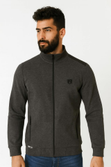 Uzun Kollu Pamuk Karışımlı Dik Yakalı Yandan Cepli Sportif Erkek Fermuarlı  Hırka  2774