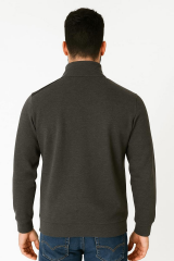 Uzun Kollu Pamuk Karışımlı Dik Yakalı Yandan Cepli Sportif Erkek Fermuarlı  Hırka  2774