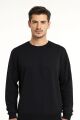 Uzun Kollu Hafif Kumaşlı Bisiklet Yaka  Regular Kesim Erkek Sweatshirt 757 SİYAH SİYAH - S