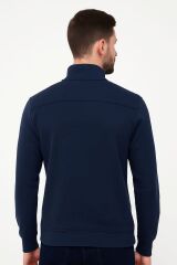Dik Yakalı Uzun Kollu Yarım  Fermuarlı Rahat Kesim Erkek Swetshirt 759 LACİVERT
