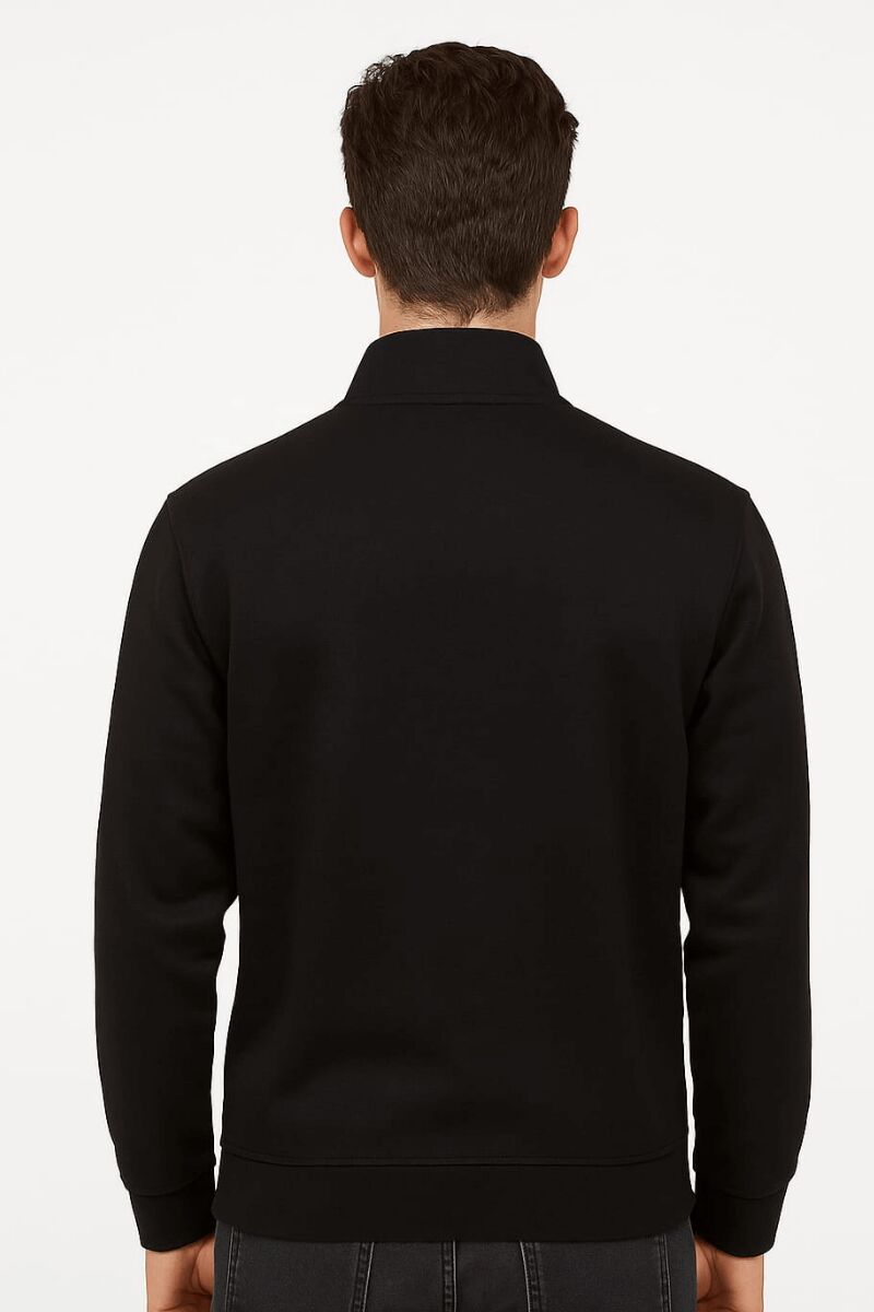 Dik Yakalı Uzun Kollu Yarım  Fermuarlı Rahat Kesim Erkek Swetshirt 759 SİYAH