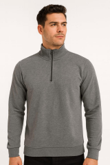 FBI Yarım Fermuarlı Pamuk Karışımından Üretilmiş Rahat Kesim Yakası Manşetleri ve Etek Ucu Ribanalı İçi Yumuşak Sweatshirt Erkek 95087