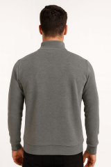 FBI Yarım Fermuarlı Pamuk Karışımından Üretilmiş Rahat Kesim Yakası Manşetleri ve Etek Ucu Ribanalı İçi Yumuşak Sweatshirt Erkek 95087