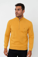 FBI Yarım Fermuarlı Pamuk Karışımından Üretilmiş Rahat Kesim Yakası Manşetleri ve Etek Ucu Ribanalı İçi Yumuşak Sweatshirt Erkek 95087