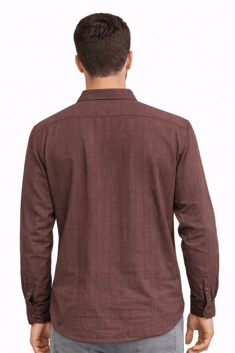 Erkek Keten Gömlek Uzun Kollu Düğmeli – Regular Kesim Şık ve Nefes Alan Rahat Gömlek KAHVERENGİ