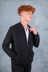 Uzun Kollu Yandan Cepli Fermuarlı Sıcak Tutan Kumaşı Pamuk Karışımlı Fermuarlı Erkek Hırka 626