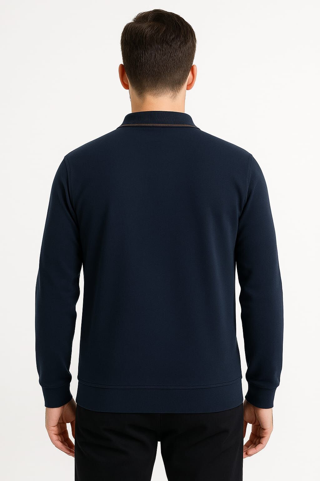 Yumuşak VE Esnek Erkek Polo Yaka Sweatshirt 758 LACİVERT