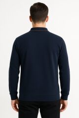 Yumuşak VE Esnek Erkek Polo Yaka Sweatshirt 758 LACİVERT