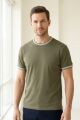 Erkek Bisiklet Yaka Basic Tişört 21-10382 HAKİ HAKİ - XXL