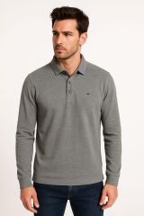 Yarım Düğmeli Uzun Kollu Pamuk Karışımlı Polo Yakalı Selanik Kumaş Erkek  Kazak 625