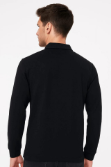 Yarım Düğmeli Uzun Kollu Pamuk Karışımlı Polo Yakalı Selanik Kumaş Erkek  Kazak 625