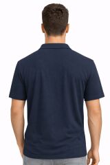 Polo Yaka Yarım Düğmeli Erkek Tişört – Çizgi Detaylı, Rahat Kalıp, Şık ve Modern Günlük T-Shirt LACİVERT