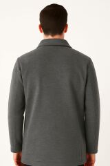 Uzun Kollu Yandan Cepli Kasik Ceket Üstü Kaban Erkek  Kaşe By Brillo E41473 GRİ