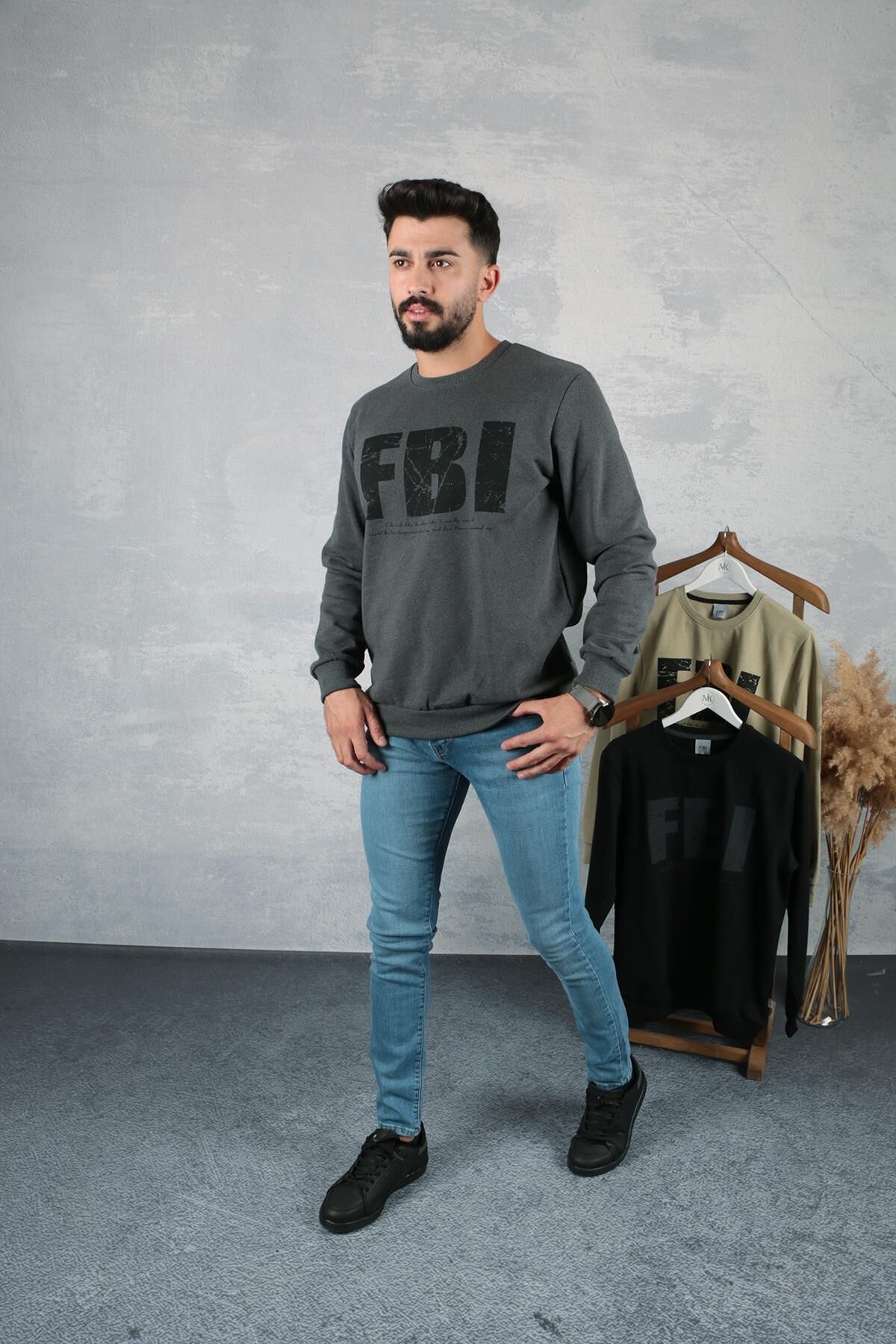 Bisiklet Yaka Pamuk Karışımından Üretilmiş  Ribanalı İçi Yumuşak Sweatshirt 5311