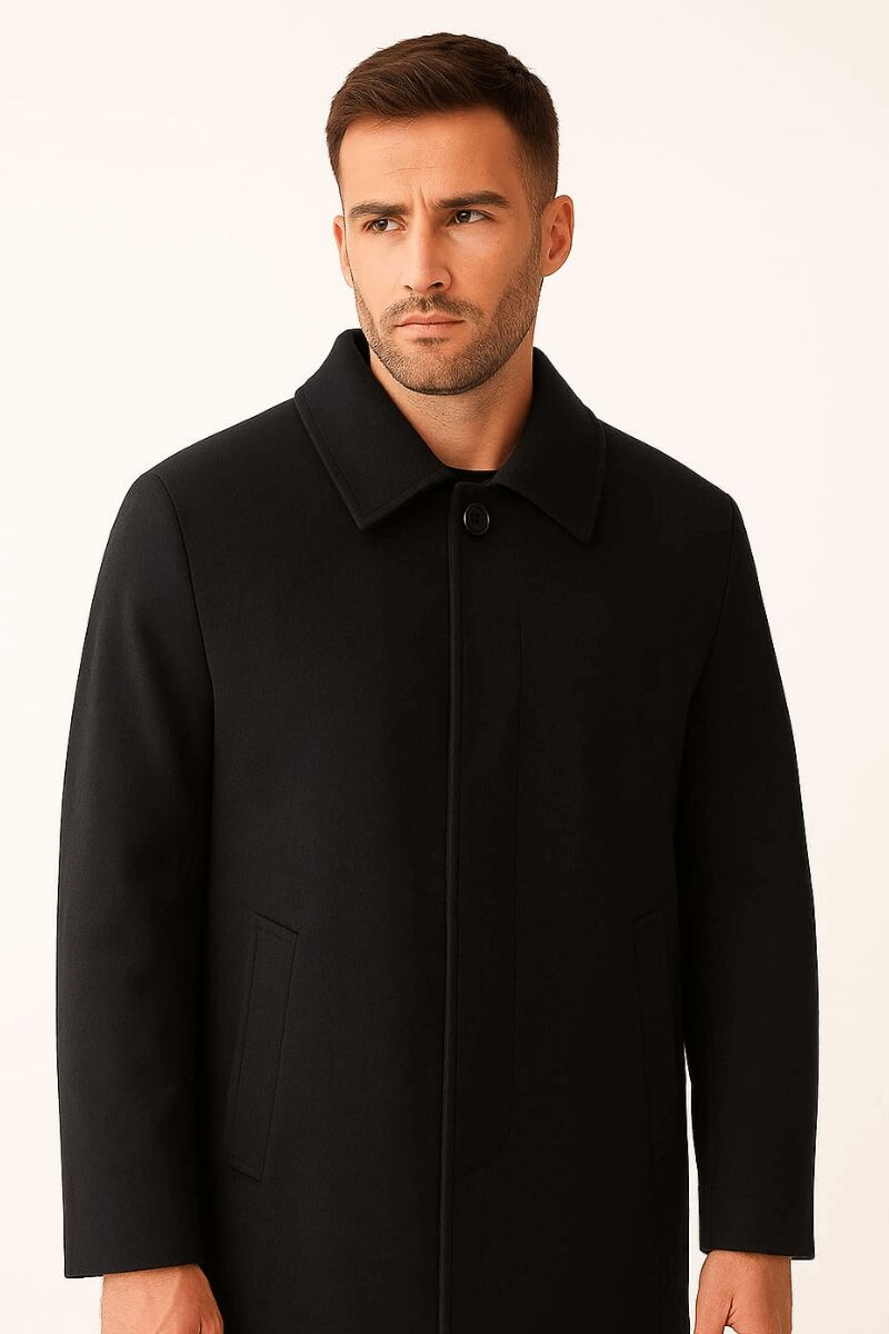 Uzun Kollu Yandan Cepli Kasik Ceket Üstü Kaban Erkek  Kaşe By Brillo E41473 SİYAH