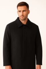 Uzun Kollu Yandan Cepli Kasik Ceket Üstü Kaban Erkek  Kaşe By Brillo E41473 SİYAH