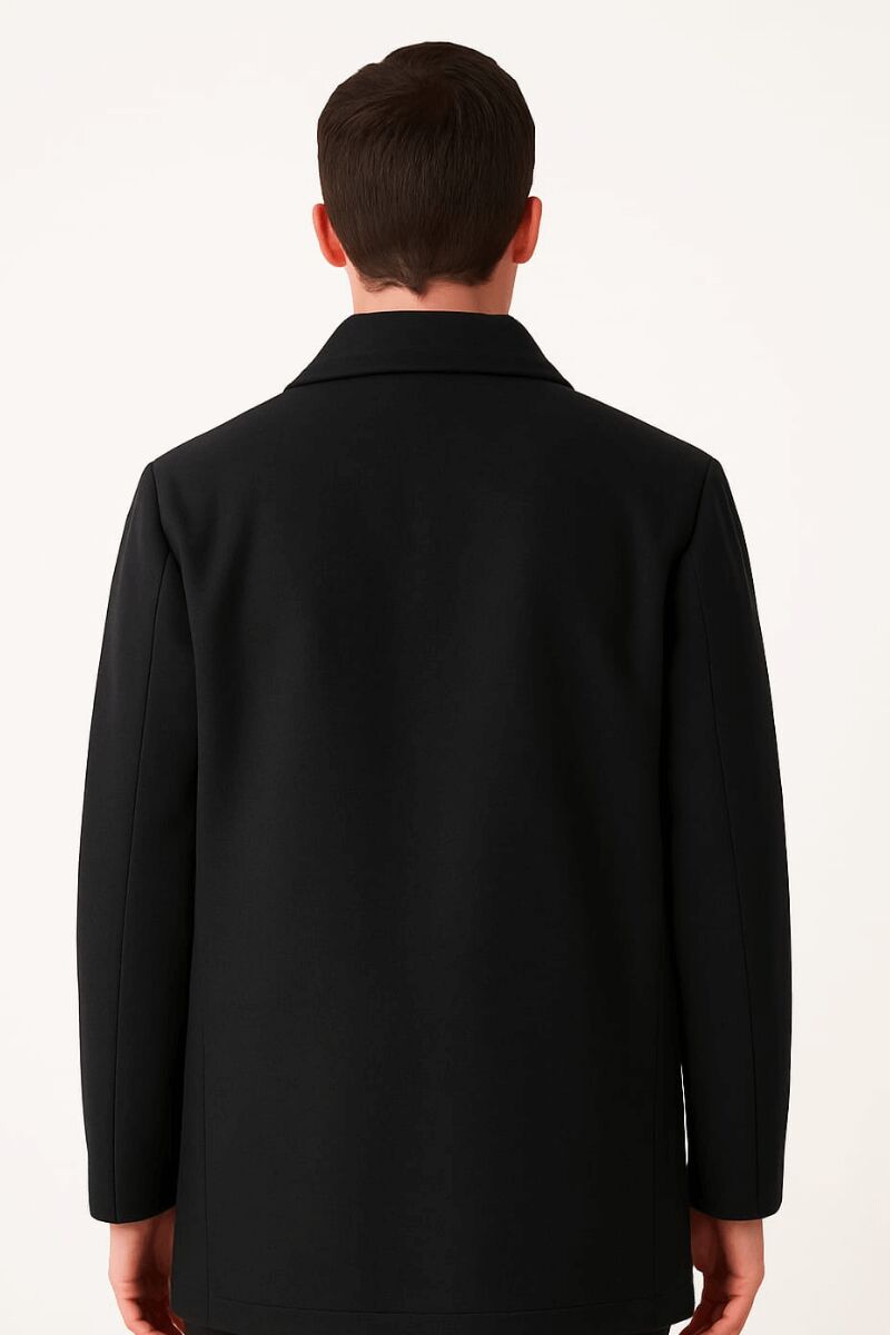 Uzun Kollu Yandan Cepli Kasik Ceket Üstü Kaban Erkek  Kaşe By Brillo E41473 SİYAH