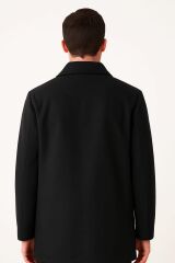 Uzun Kollu Yandan Cepli Kasik Ceket Üstü Kaban Erkek  Kaşe By Brillo E41473 SİYAH