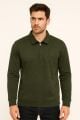 Polo Yaka  Uzun Kollu Yarım Fermuarlı Pamuk Karışımlı Regular Kesim Erkek Sweatshirt 683 HAKİ