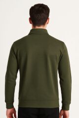 Erkek Polo Yaka Sweatshirt Uzun Kollu Yarım Fermuarlı – Pamuk Karışımlı Regular Fit Rahat Sweat 683 HAKİ