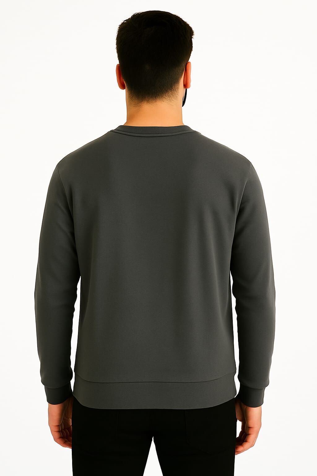 Erkek Sweatshirt Bisiklet Yaka Uzun Kollu Viskon Karışımlı Regular Fit Rahat Sade Şık Günlük Sweat 95256-27 ANTRASİT