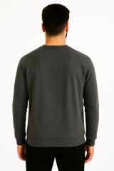 Erkek Sweatshirt Bisiklet Yaka Uzun Kollu Viskon Karışımlı Regular Fit Rahat Sade Şık Günlük Sweat 95256-27 ANTRASİT