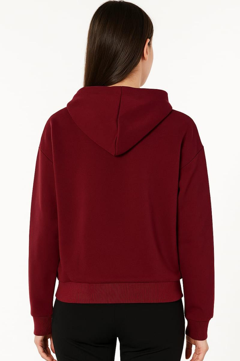 Fermuar Detaylı Yandan Cepli Kapşonlu Hırka