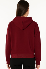 Fermuar Detaylı Yandan Cepli Kapşonlu Hırka