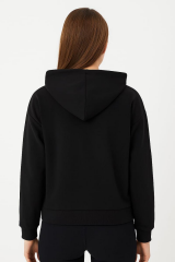 Fermuar Detaylı Yandan Cepli Kapşonlu Hırka