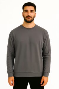 Bisiklet Yaka Uzun Kollu Viskon Karışımlı Regular Kesim Erkek Sweatshirt 95256-27 ANTRASİT ANTRASİT - L