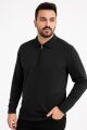 Polo Yaka  Uzun Kollu Yarım Fermuarlı Pamuk Karışımlı Regular Kesim Erkek Sweatshirt 683 SİYAH SİYAH - S