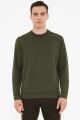 Bisiklet Yaka Çizgi Detaylı Uzun Kollu Erkek Triko Sweatshirt 5133 HAKİ