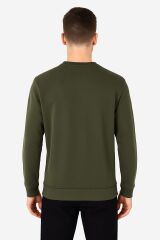 Triko Bisiklet Yaka Çizgi Detaylı Uzun Kollu Erkek Sweatshirt Günlük Kombinlere Uygun 5133 HAKİ