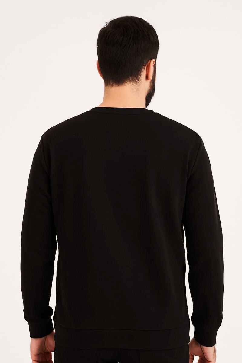 Erkek Sweatshirt Bisiklet Yaka Uzun Kollu Viskon Karışımlı Regular Fit Rahat Sade Şık Günlük Sweat 95256-27 SİYAH