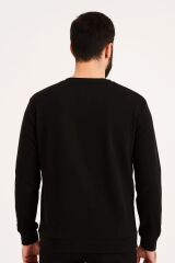 Erkek Sweatshirt Bisiklet Yaka Uzun Kollu Viskon Karışımlı Regular Fit Rahat Sade Şık Günlük Sweat 95256-27 SİYAH