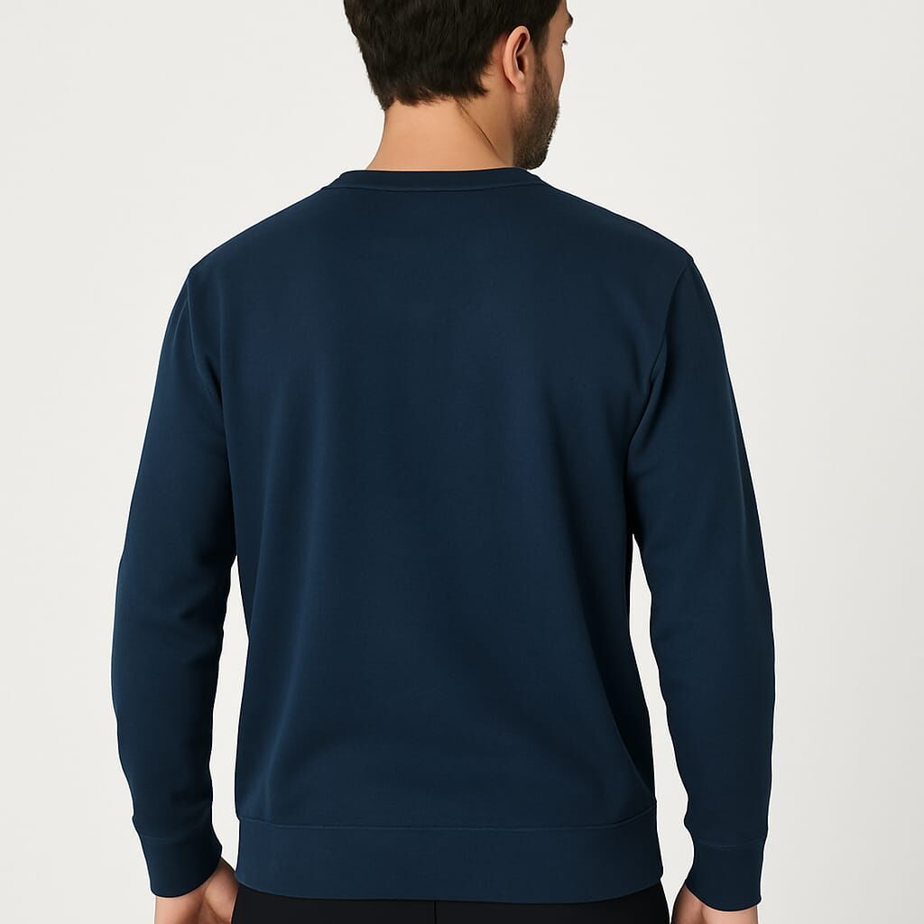 Erkek Sweatshirt Bisiklet Yaka Uzun Kollu Viskon Karışımlı Regular Fit Rahat Sade Şık Günlük Sweat 95256-27 LACİVERT