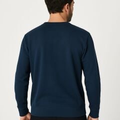 Erkek Sweatshirt Bisiklet Yaka Uzun Kollu Viskon Karışımlı Regular Fit Rahat Sade Şık Günlük Sweat 95256-27 LACİVERT