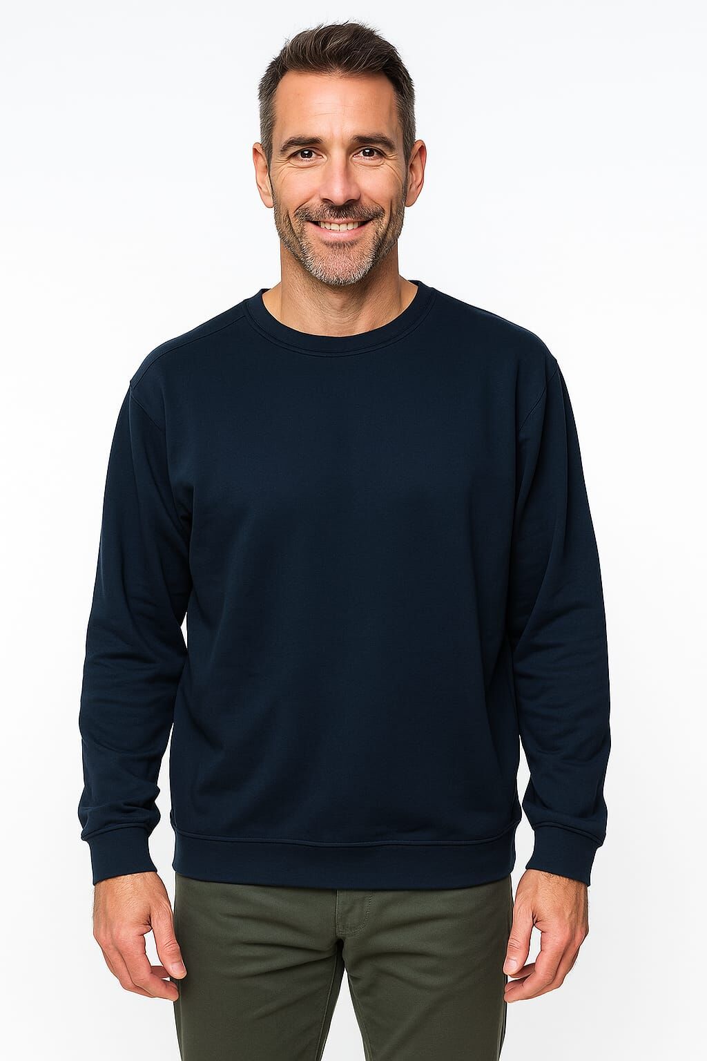 Erkek Sweatshirt Bisiklet Yaka Uzun Kollu Viskon Karışımlı Regular Fit Rahat Sade Şık Günlük Sweat 95256-27 LACİVERT