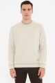 Bisiklet Yaka Çizgi Detaylı Uzun Kollu Erkek Triko Sweatshirt 5133 TAŞ