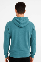 Uzun Kollu Pamuk Karışımlı Yandan Cepli Sıcak Tutan Regulear Kalıp  Şapkalı Fermuarlı Erkek Sweatshirt 5461