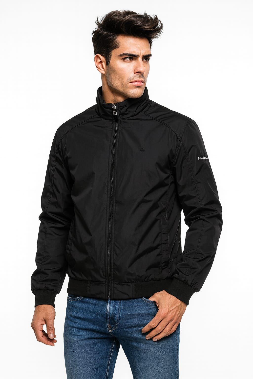 Uzun Kollu Yandan Cepli Fermuarlı Erkek Pars Mont 94055 SİYAH